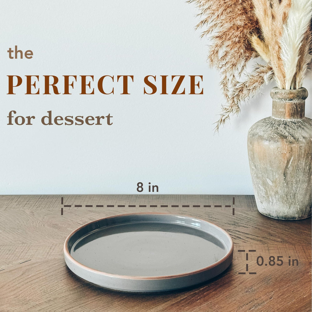SayMOJO Ceramic Flat Plates – Set of 6, 8 Inch, Neutral Colors