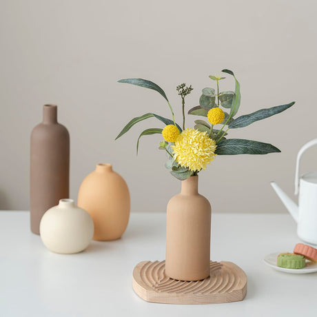 SayMOJO Modern Ceramic Vase Set of 4 – Neutral Colors, Coffee Mix