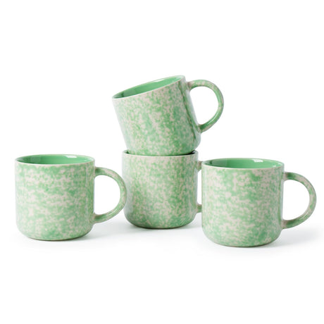 SayMOJO 12oz Ceramic Coffee Mugs – Set of 4, Green