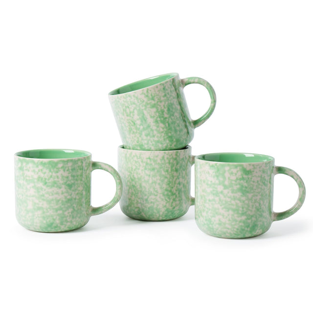 SayMOJO 12oz Ceramic Coffee Mugs – Set of 4, Green