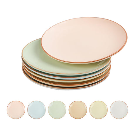 SayMOJO Colorful Ceramic Dessert Plates – Set of 6, 8 Inch, Assorted Colors