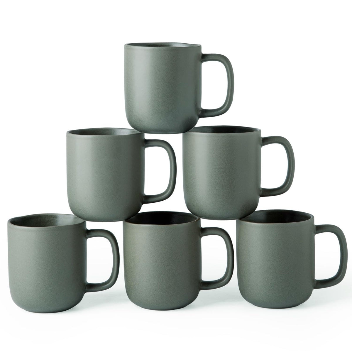 SayMOJO 14oz Ceramic Coffee Mugs – Set of 6, Reactive Glaze