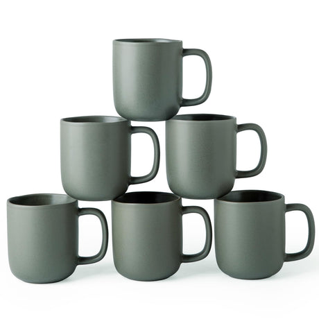 SayMOJO 14oz Ceramic Coffee Mugs – Set of 6, Reactive Glaze