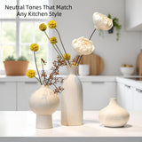 SayMOJO Ceramic Vase Set of 3 – White & Beige, Stone-Look Texture