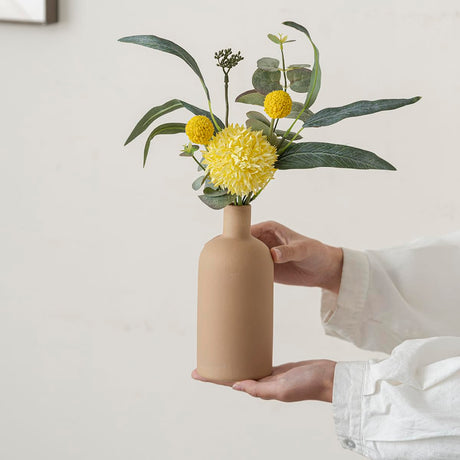 SayMOJO Modern Ceramic Vase Set of 4 – Neutral Colors, Coffee Mix