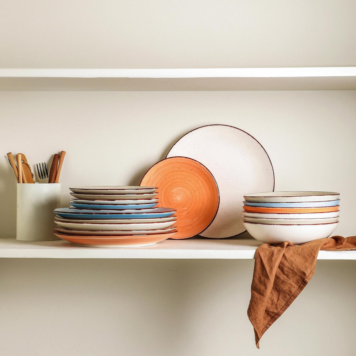 SayMOJO Ceramic Dinner Plates – Set of 6, 10.5 Inch, Blue