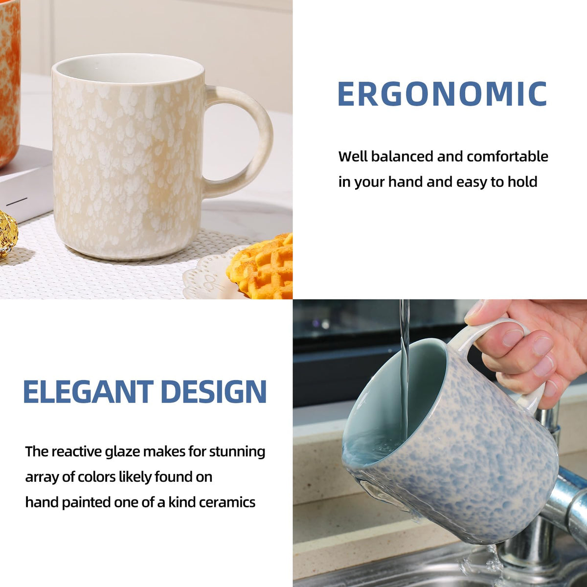 SayMOJO 17oz Ceramic Coffee Mugs – Set of 4