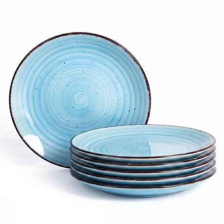 SayMOJO Ceramic Dinner Plates – Set of 6, 10.5 Inch, Blue