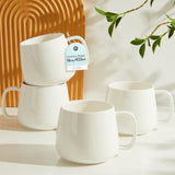 SayMOJO 16oz Stackable Ceramic Coffee Mugs – Set of 4, White