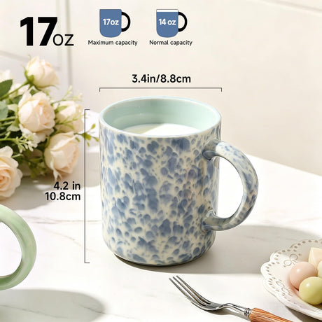 SayMOJO 17oz Ceramic Coffee Mugs – Set of 4