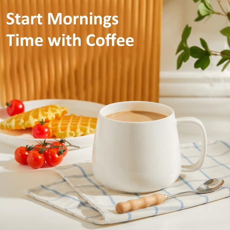 SayMOJO 16oz Stackable Ceramic Coffee Mugs – Set of 4, White