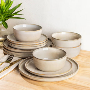 SayMOJO Stoneware Dinnerware Set – Reactive Glaze, Service for 8