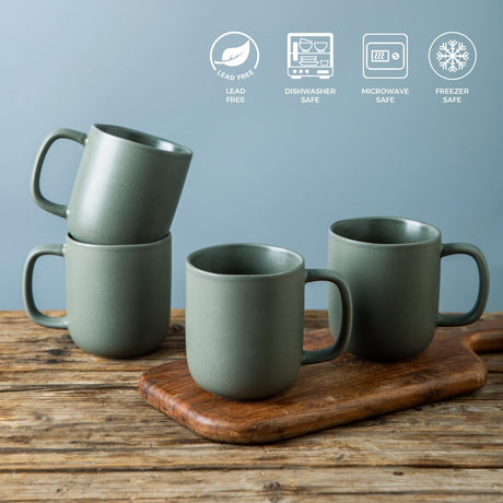 SayMOJO 14oz Ceramic Coffee Mugs – Set of 6, Reactive Glaze