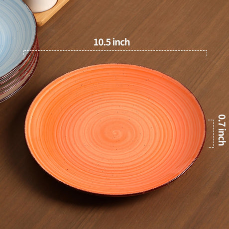 SayMOJO Ceramic Dinner Plates – Set of 6, 10.5 Inch, Blue