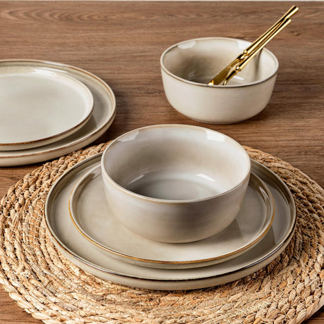SayMOJO Stoneware Dinnerware Set – Reactive Glaze, Service for 8