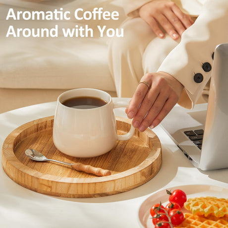 SayMOJO 16oz Stackable Ceramic Coffee Mugs – Set of 4, White