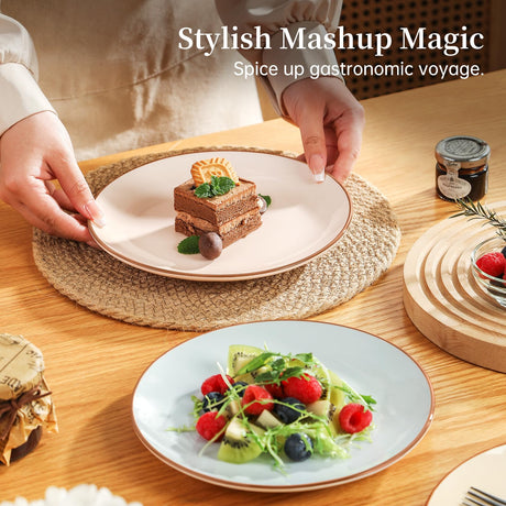 SayMOJO Colorful Ceramic Dessert Plates – Set of 6, 8 Inch, Assorted Colors