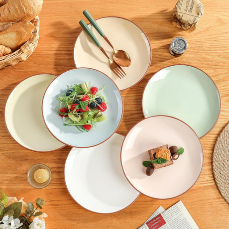 SayMOJO Colorful Ceramic Dessert Plates – Set of 6, 8 Inch, Assorted Colors