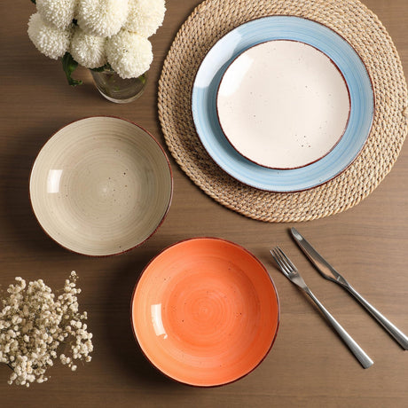 SayMOJO Ceramic Dinner Plates – Set of 6, 10.5 Inch, Blue